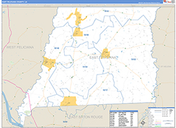 E. FelicianaParish (County), LA Wall Map Zip Code Basic Style 2026